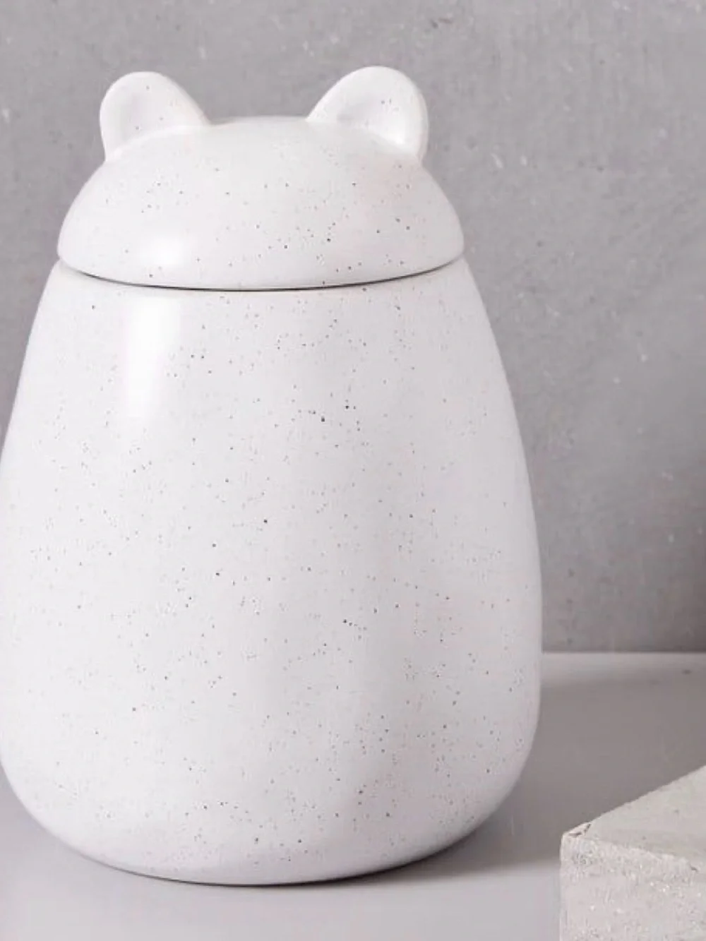 🆕 The West Elm Modern White Bear Ear Cookie Jar